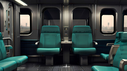 Fototapeta premium Background with a theme of interior view of train passenger seats