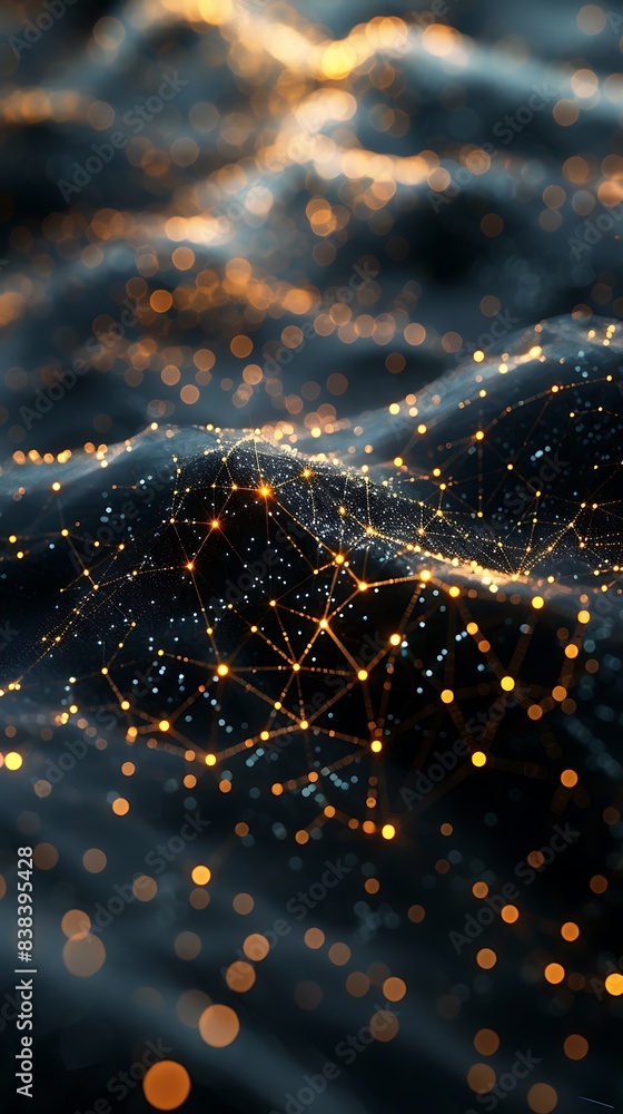 Aufkleber abstract digital network visualization on a dark background with glowing connections and illuminated