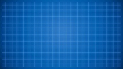 Blue print background or millimeter paper pattern with grid lines for design projects and animations. Technical looking backdrop for presentation of mechanical or acrchitecture early design. 