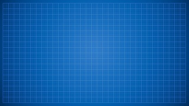 Blue print background or millimeter paper pattern with grid lines for design projects and animations. Technical looking backdrop for presentation of mechanical or acrchitecture early design. 