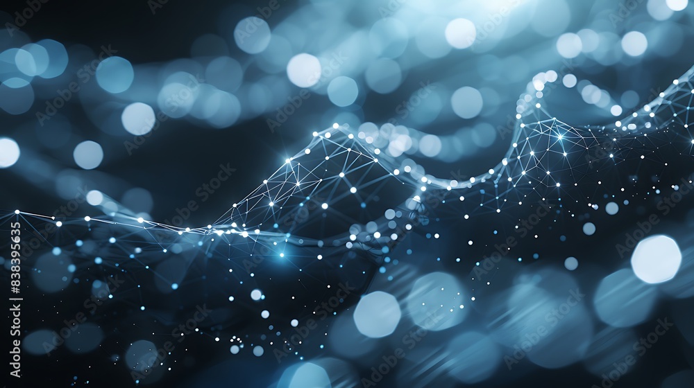 Poster abstract digital network visualization with glowing nodes and connections. futuristic technology, bi