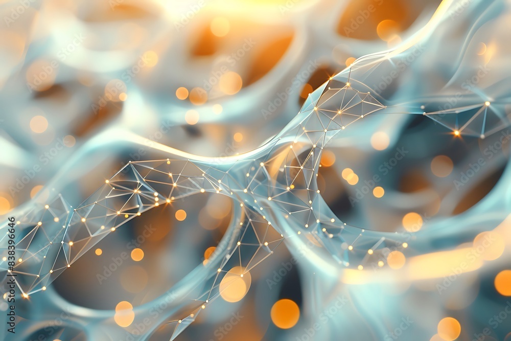 Poster abstract digital network with glowing nodes and connections, showcasing a futuristic concept of conn