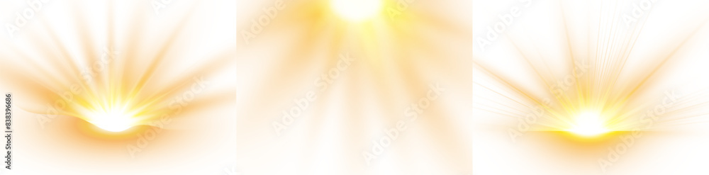 Wall mural set of bright stars. sunlight translucent special design light effect on a white background. vector 