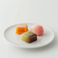 wagashi japanese sweets on a white plate