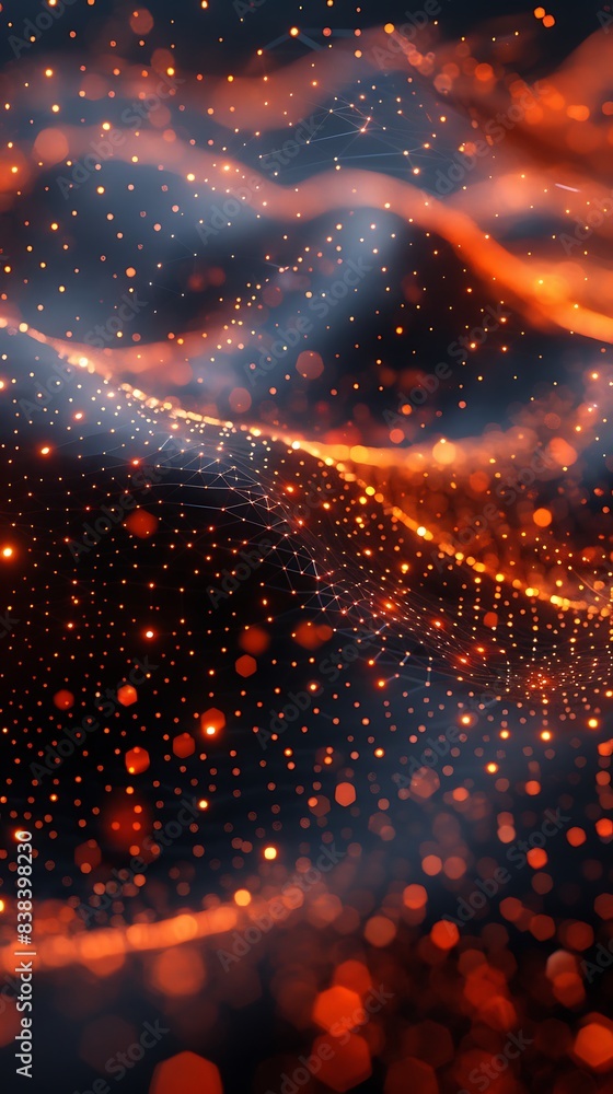 Aufkleber abstract digital wave of glowing particles in a dark background, creating an elegant and futuristic 