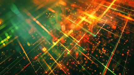 Orange and Lime green glowing abstract geometric lines