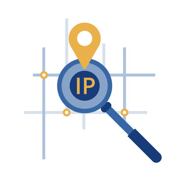 Ip address point locator, online privacy and anonymity. Vector illustration symbol element for web design and apps.