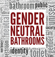 Gender Neutral Bathrooms word cloud conceptual design isolated on white background.