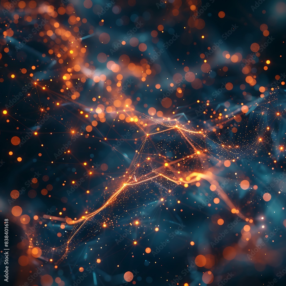 Poster abstract futuristic network with glowing connections and particles, showcasing digital technology an
