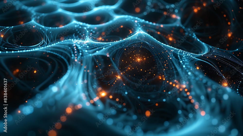 Poster abstract futuristic network with glowing lines and nodes, representing data, connections, and advanc