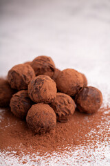cocoa, truffle, powder, candy, closeup, dessert, indulgence, group, background, table, sweet, color image, fat, gourmet, cooking, delicious, love, confection