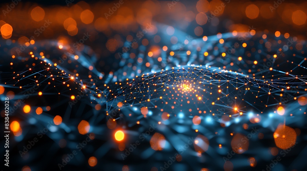 Poster abstract glowing digital network background with connecting dots. futuristic technology concept with