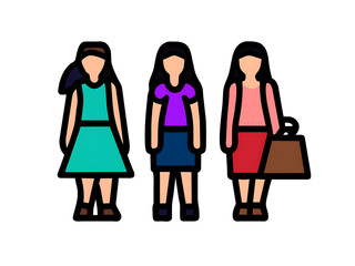 woman holding a bag. a woman carrying a bag. woman with bag icon. 
