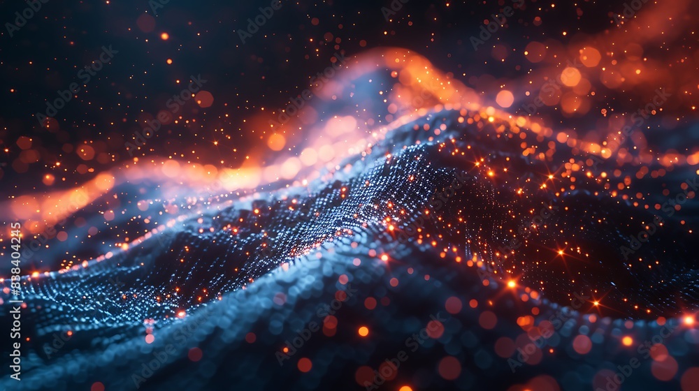 Aufkleber abstract representation of a futuristic digital landscape with glowing particles, depicting technolo