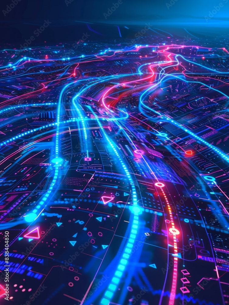 Poster illustration of it roadmap modern technology and innovative processes networking and big data hyper 