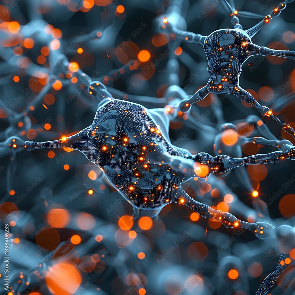 Aufkleber close-up of neural connections, showcasing the complexity and beauty of the brain's neural network w
