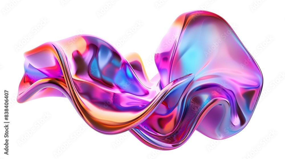 Poster colorful abstract 3d render of fluid shapes with vibrant hues, creating a visually engaging and mode