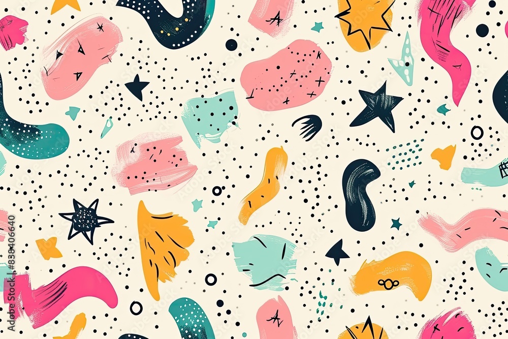 Aufkleber a pattern of animals and flowers, a pattern with animals and flowers, cute background with adorable 