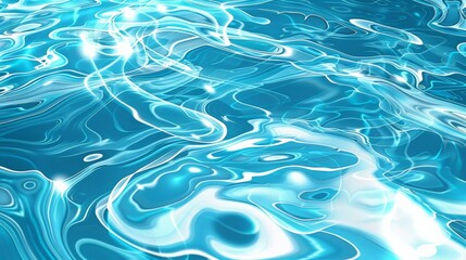 Abstract Blue Water Texture with Ripples and Reflections of Light