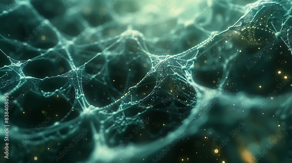 Poster stunning abstract representation of a neural network or molecular structure with glowing connections