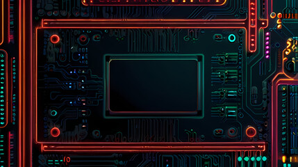 Background with motherboard circuit neon line theme