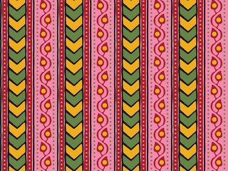 SPRIG FLORAL WITH SEAMLESS BORDER AJRAKH PATTERN AND BLOCK PRINT PATTERN BATIK PRINT BACKGROUND DIGITAL PRINTING TEXTILE PATTERN