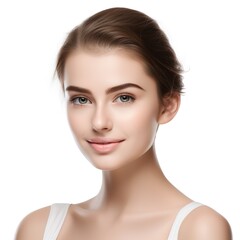 Obraz premium Portrait of a beautiful young woman bright skin on studio background