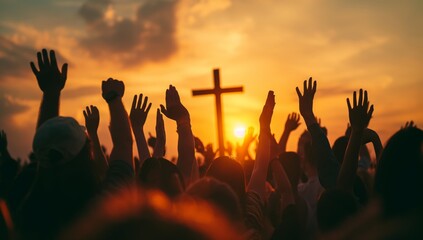 People raising their hands in worship
