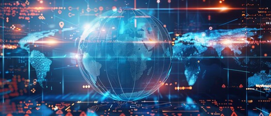 Obraz premium A visionary depiction of a businesss global expansion plan, using futuristic elements to illustrate international market entry strategies