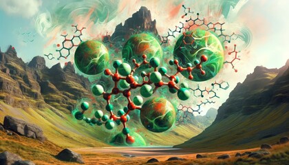 Testosterone Molecule in Rugged Nature Biochemical Art