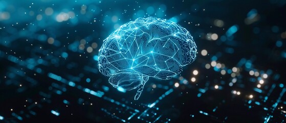 Digital Mind: Glowing AI Brain Illuminates Possibilities (Artificial Intelligence, Technology)