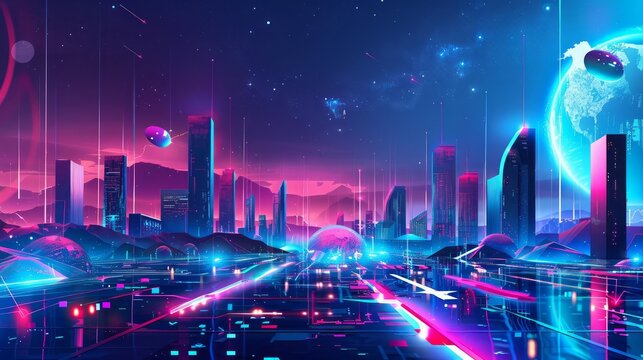 In a sleek, futuristic landscape, an illustration highlights the steps to identify markets and craft personalized, engaging content for diverse groups