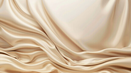 Obraz premium Beige background with satin fabric drapery,
