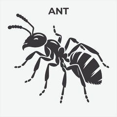 A  Bold Silhouette Image of a Ant for Versatile Use. Vector Illustration 