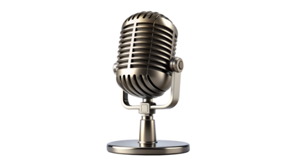 a classic style microphone with a serrated design on the main body. This microphone has a shiny metal finish
