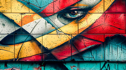 Naklejka premium Abstract Contemporary Art A Vibrant and Dynamic Composition Featuring Bold Geometric Shapes and Rich Colors, Perfectly Capturing Modern Artistic Expression and Creativity for an Eye-Catching Visual