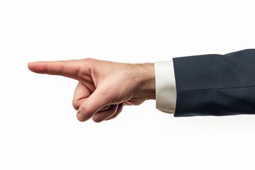 Businessman hand pointing finger on white background