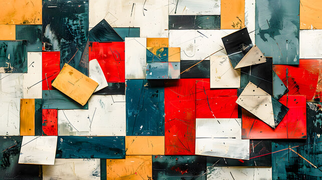 Abstract Contemporary Art A Vibrant and Dynamic Composition Featuring Bold Geometric Shapes and Rich Colors, Perfectly Capturing Modern Artistic Expression and Creativity for an Eye-Catching Visual