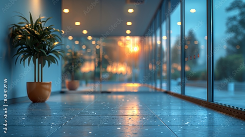 Poster modern office window view generative ai