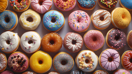 Fototapeta premium variety of colourful donuts 