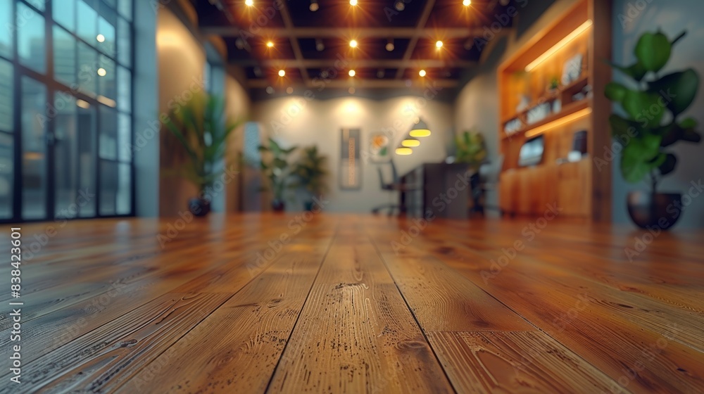 Poster modern office space with blurred background generative ai