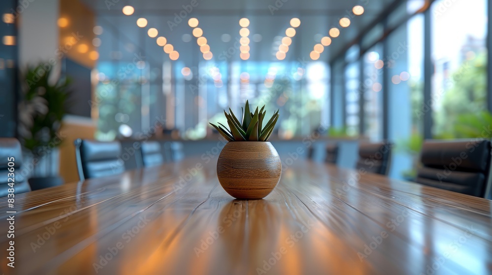 Poster modern office space with blurred background generative ai