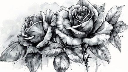   A B&W illustration of a rose with WS on its petals