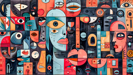 Abstract Contemporary Art A Vibrant and Dynamic Composition Featuring Bold Geometric Shapes and Rich Colors, Perfectly Capturing Modern Artistic Expression and Creativity for an Eye-Catching Visual