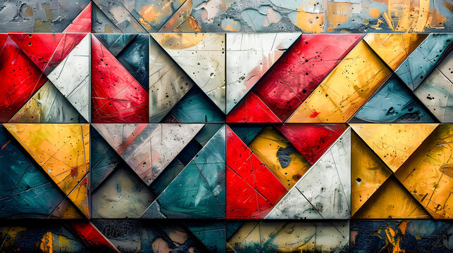 Abstract Contemporary Art A Vibrant and Dynamic Composition Featuring Bold Geometric Shapes and Rich Colors, Perfectly Capturing Modern Artistic Expression and Creativity for an Eye-Catching Visual