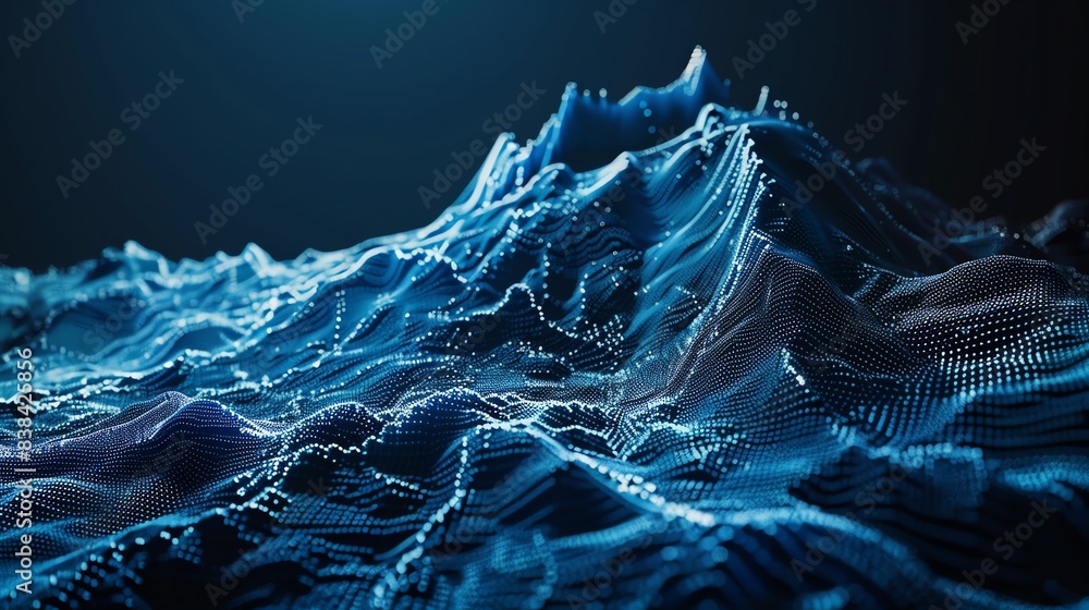 Aufkleber abstract digital 3d landscape with glowing blue lines and dots, representing data visualization and 