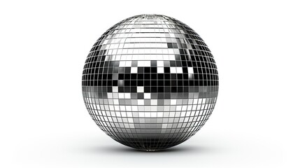 Black and white photo of a shiny disco ball sticker 