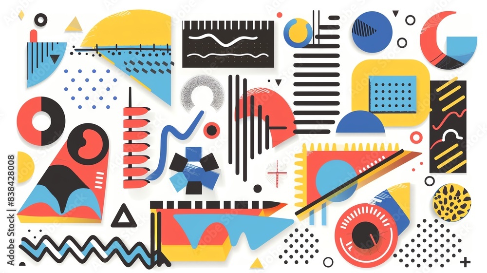 Poster abstract geometric shapes in vibrant colors creating a modern and dynamic composition ideal for back