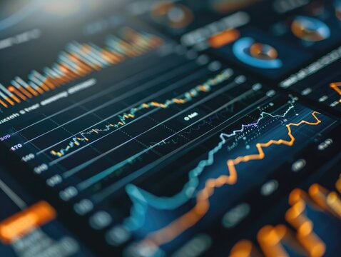 A close-up shot of a presentation slide with graphs and data visualizations, ideal for highlighting key insights.