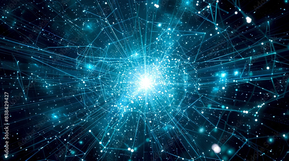Aufkleber abstract digital network representation. glowing points and lines form a complex web. ideal for tech